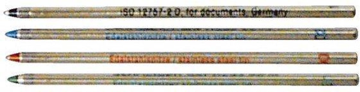 Schneider 138049 Take 4 balpennen meerkleurig (4 kleuren, vullingen vervangbaar, gerecyclede kunststof) wit-lichtblauw, 10 stuks