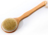 Professionele anti-cellulitis borstel - dry brush met natuurlijke haren - met vaste steel