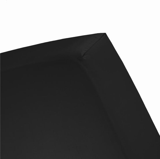 Damai - Hoeslaken (jusqu'à 25 cm) - Katoen - 80/90 x 220 cm - Noir