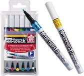 Pen-Touch Handlettering/ Deco Fine Markers set met  6 kleuren  + A6 Handlettering Oefenblok