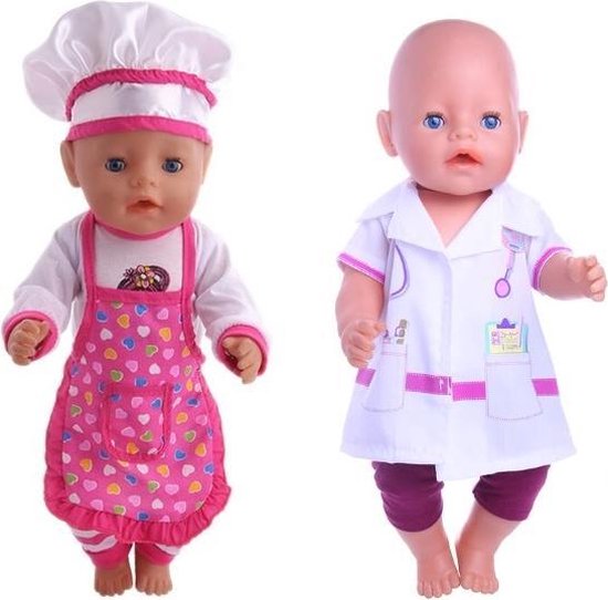 Uitstralen vasthouden Microcomputer Poppenkleding, geschikt voor Baby Born pop, Chef Kok + Zuster Pakje |  bol.com