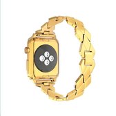 DrPhone KRL2 - Horloge Band - Armband Rvs Roestvrij Staal Ruit Ontwerp - Inclusief Adapter - Geschikt voor 38mm / 40mm / 41mm - Goud