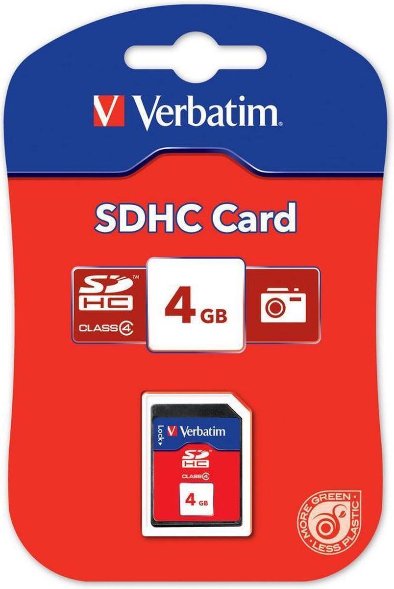 Verbatim, SECURE DIGITAL CARD 4GB c4 P-BLIST MIN. READ 4MB/SEC MIN. WRITE 4MB/SEC
