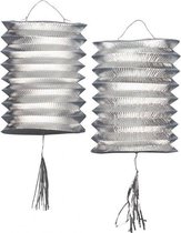 Metallic zilveren lampion 2 stuks