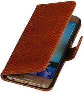 Mobieletelefoonhoesje.nl - Samsung Galaxy S6 Hoesje Slang Bookstyle  Bruin