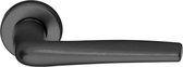 Deurkruk zwart aluminium, krukstel op rond rozet 50mm