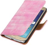 Mobieletelefoonhoesje.nl - Hagedis Bookstyle Hoesje voor Samsung Galaxy J1 (2016) Roze