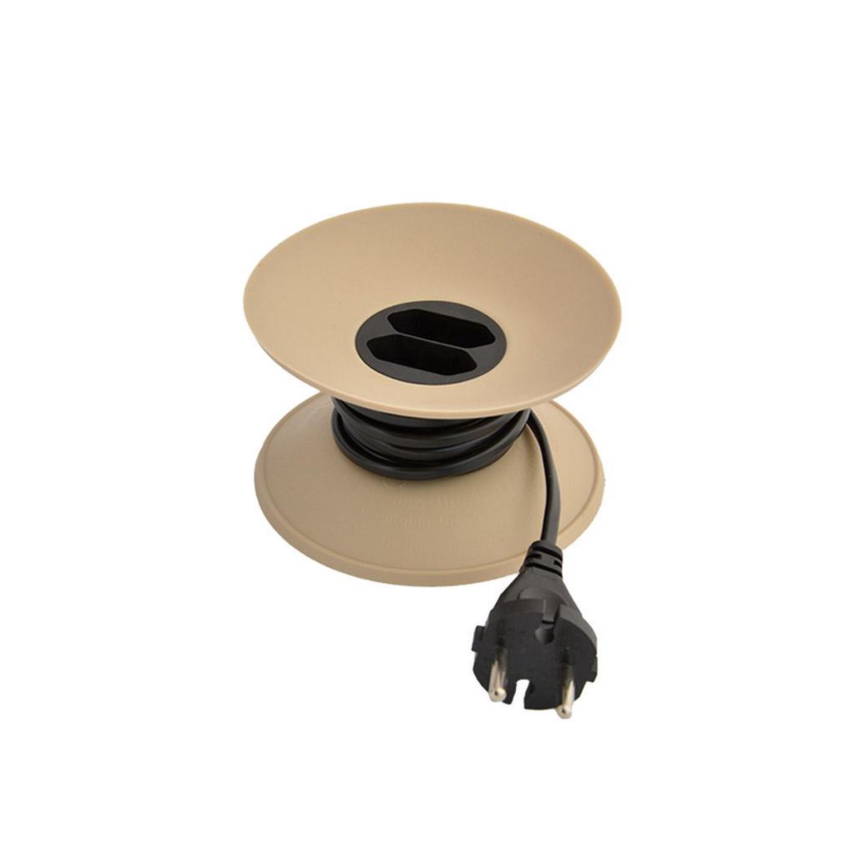 Design Verlengsnoer - Haspeltje - CableDisk - Zand kleur - Ø 12 cm - ALLEEN VOOR PLATTE STEKKERS