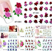 Nail art stickers bloemen roosjes 12 velletjes Nailart nagel stickers