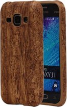Bruin Hout TPU Cover Case voor Samsung Galaxy J1 Cover