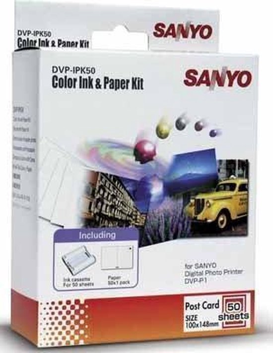 Papier Papier photo SANYO DVP-IPK50 + cassette d'encre pour 50 photos |  bol.com