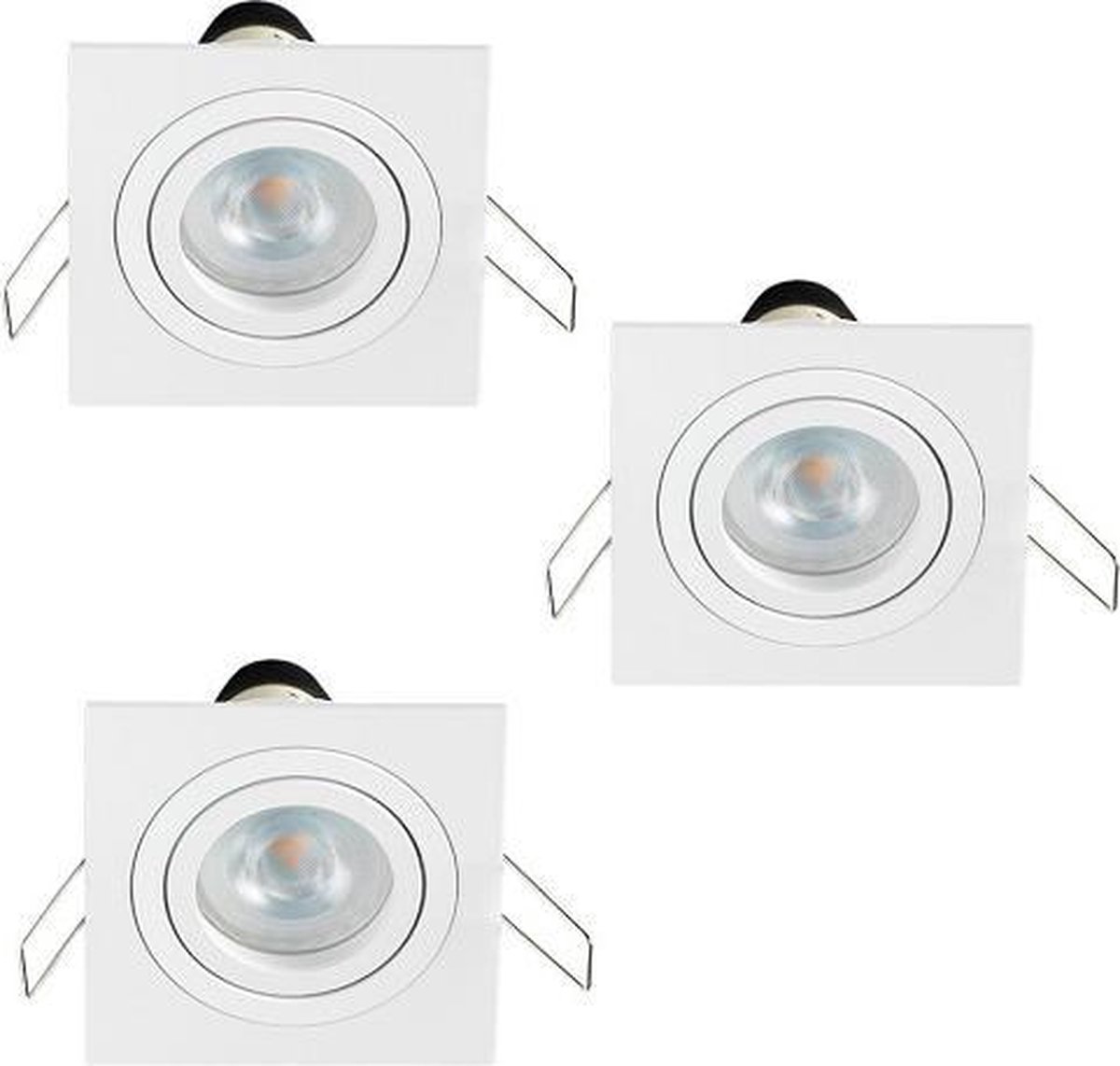 LED inbouwspot Coblux - wit - set 3 inbouwspots GU10 - inbouwspotje - downlights - plafondspots - 12 watt - vierkant - dimbaar - kantelbaar - richtbaar - 230V - IP20 - warmwit