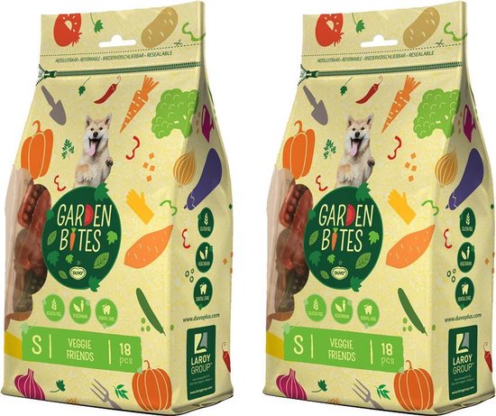 Garden Bites Veggie Friends Hondensnack Glutenvrij - S - 18 stuks - per 2 zakjes