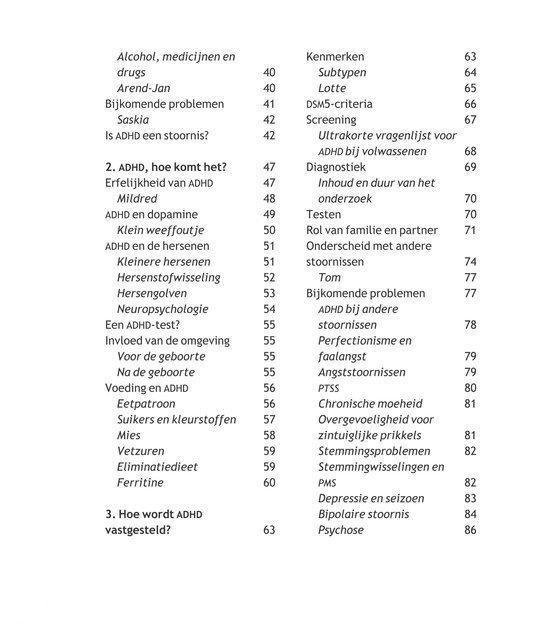 Inhoudsopgave van Hyper Sapiens, praktische gids voor mensen met ADHD.