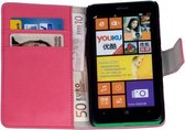 LELYCASE Book Case Flip Cover Wallet Cover Nokia Lumia 625 Pink