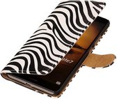 Zebra Bookstyle Wallet Case Hoesje Geschikt voor Huawei Mate 7 Wit