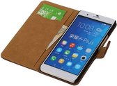 Huawei Honor 6 Plus Croco Booktype Wallet Hoesje Wit - Cover Case Hoes