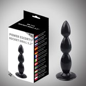 Power Escorts - Rocket Drill - Flexibele/Stevige - Anal Plug - Buttplug - Starterplug - Anaal plug - Beads butt plug - 5.2 Inch / 13 cm - BR115 - Zwart - Ribbel beads plug Design -