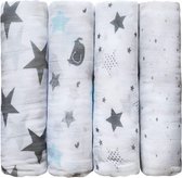 Cuddlebug Sterrennacht, 4 stuks, 120 cm x 120 cm lange babydeken voor baby's, 5 kleurencollecties, mousseline-deken, babydeken, meisjes of jongens, babydeken, katoen