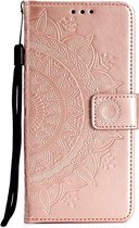 Shop4 - Samsung Galaxy A70 Hoesje - Wallet Case Mandala Patroon Rosé Goud