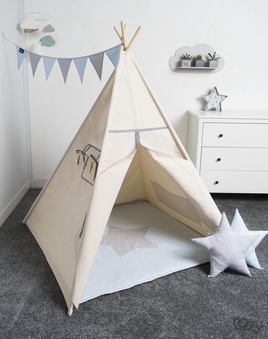 ongebruikt Graveren Atlas FUJL - Tipi Tent - Speeltent - Wigwam - kinder tipi - Set Basic Grey -  Inclusief accessoires | Bestel nu!