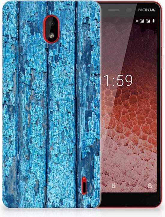 Coque Téléphone pour Nokia 1 Plus Housse Coque Bois Bleu