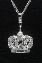 Zilveren Kroon met kristallen groot hanger én bedel