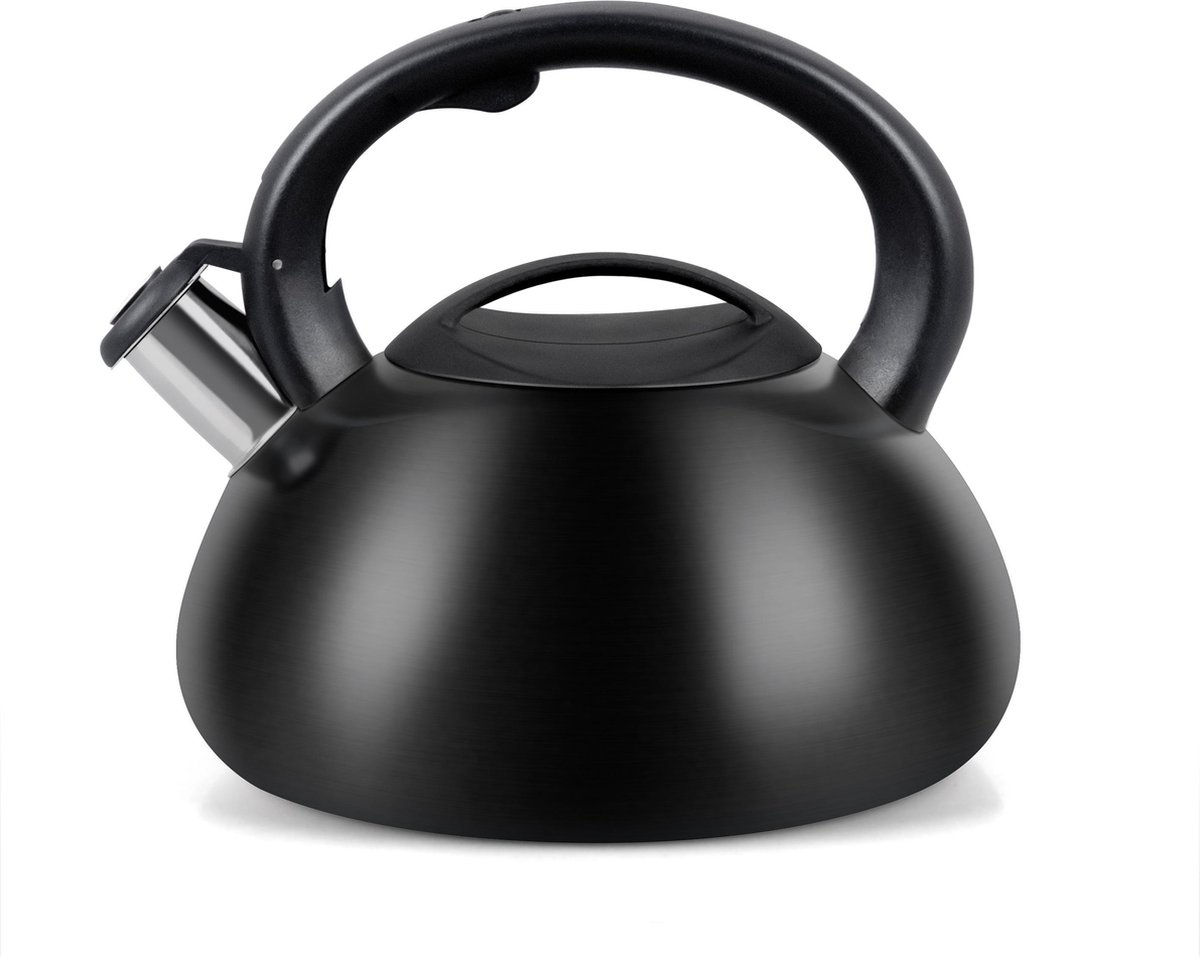 Noir 3.5 litres en acier inoxydable siffler bouilloire gaz et plaques électriques rapide bouillir