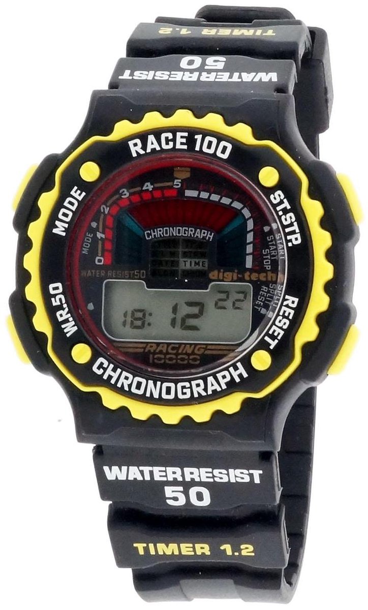 Digi-tech DT102912 Horloge - Rubber - Zwart - Ø 41.8 mm