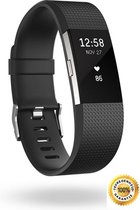 Siliconen polsbandje voor de Fitbit Charge 2 - Maat S - Zwart - Siliconen Armband Black - Inclusief Garantie