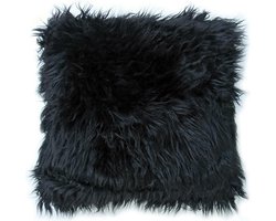 Lavandoux - Bont Kussen - Imitatiebont Sierkussen - 45 x 45 cm - Zwart