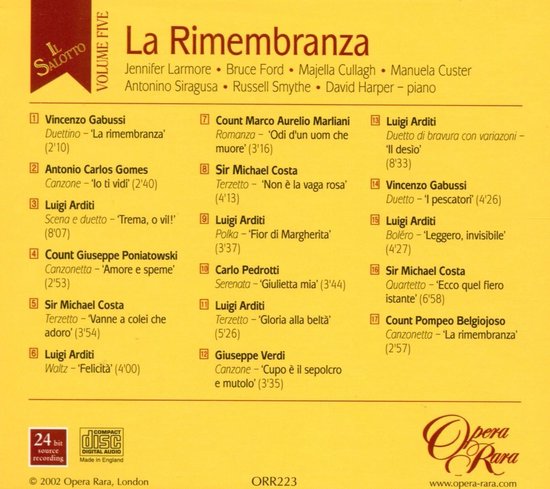 Il Salotto Vol 5 : La Rimembranza, Jennifer Larmore | CD (album