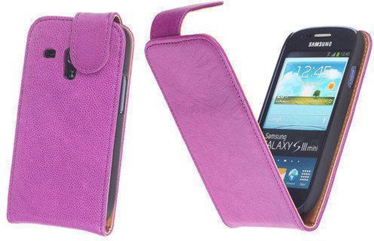BestCases Paars Kreukelleer Flipcase Samsung Galaxy S3 Mini i8190