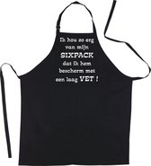 Mijncadeautje Schort - Ik hou zo van mijn sixpack - grappige - leuke Keukenschort - Zwart