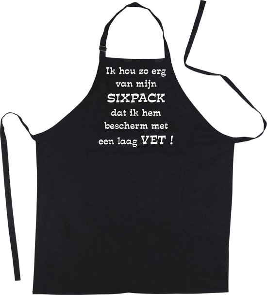 Mijncadeautje Schort - Ik hou zo van mijn sixpack - grappige - leuke  Keukenschort - Zwart | bol.com