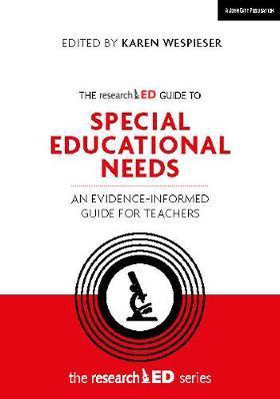 La couverture du livre 'the researchED Guide to Special Educational Needs' avec une bande rouge en bas. Le titre est affiché en lettres blanches.