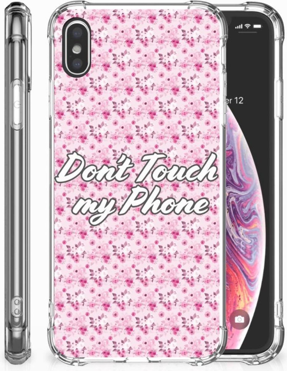 Apple iPhone Xs Max Anti Shock Case Flowers Pink DTMP