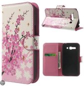Alcatel Pop C9 roze bloem agenda wallet hoesje