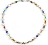 Zoetwater parel ketting Multi Glass Pearl