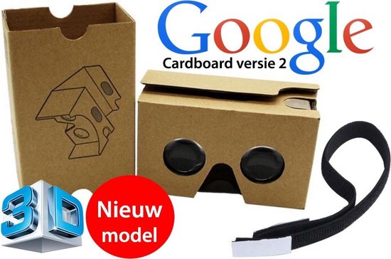 De nieuwste versie van de (Google) cardboard V2 inclusief hoofdband - Virtual reality 3D bril!