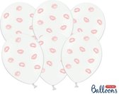 Ballonnen wit Lippen roze 50 stuks