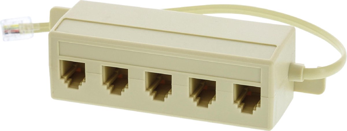 Valueline Telefoon splitter 1x RJ11 (m) - 5x RJ11 (v) / ivoor - 0,20 meter