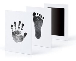 Baby handafdruk en voetafdruk fotokaartje - Baby cadeau - Gipsafdruk alternatief! - Eenvoudig schoonmakeden - Rode inkt