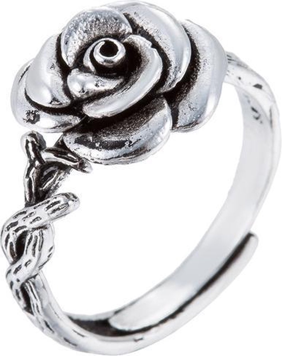 24/7 Jewelry Collection Roos Ring Verstelbaar - Bloem - Verstelbare Ring - Zilverkleurig - Amodi