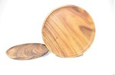 assiette plate en bois - lot de 2 - commerce équitable des Philippines - 30 cm
