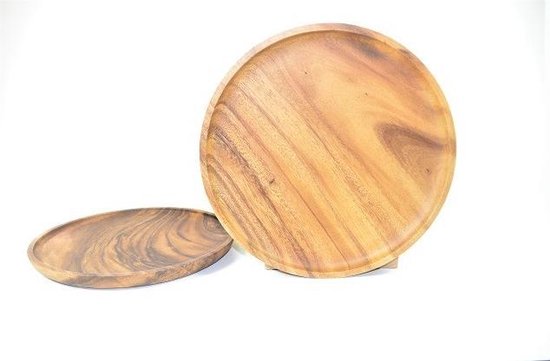 houten dinerbord - set van 2 - fairtrade uit de Filipijnen - 30 cm | bol.com
