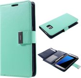 MERCURY GOOSPERY Rich Diary Portemonnee Leren Hoesje Samsung Galaxy S7 Edge - Cyaan