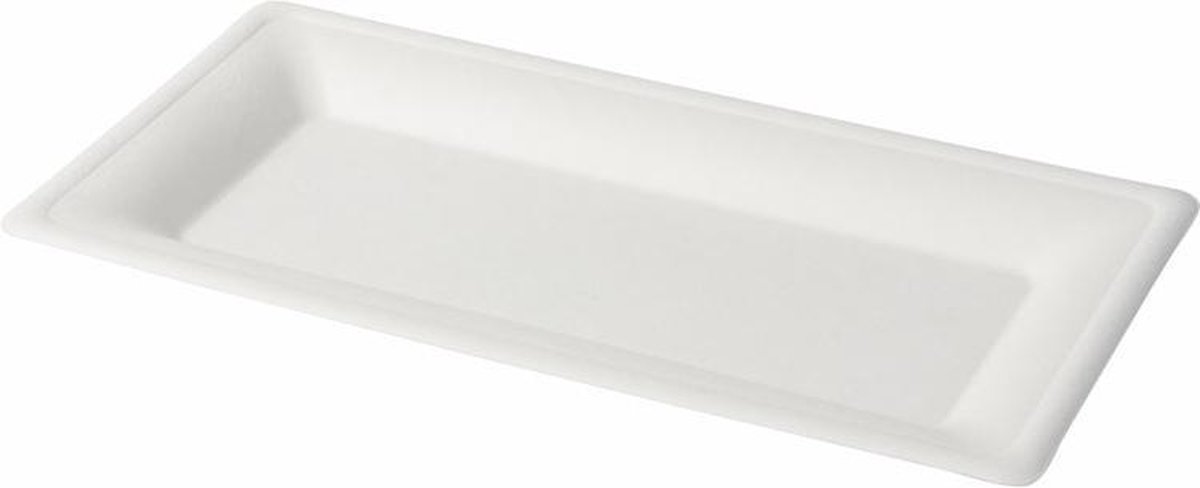 Suikerriet lunchbord wit, 26 x 13 cm (50 stuks)