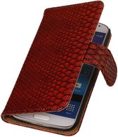 Sony Xperia Z3 Compact Snake Slang Bookstyle Wallet Hoesje Rood - Cover Case Hoes