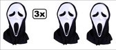 3x Masker Scream plastic met hoofddoek